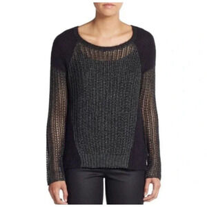 Eileen Fisher The Fisher Project Mohair Alpaca Blend Open Knit Sweater Gothic